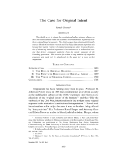 The Case for Original Intent - The George Washington Law Review