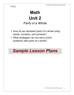 Math Unit 2 Sample Lesson Plans