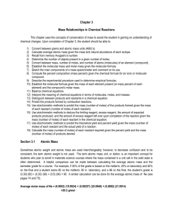 Chapter 3 Mass Relationships in Chemical Reactions Section 3.1