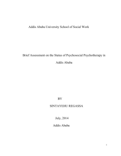 Brief Assessment on the Status of Psychosocial Psychotherapy in