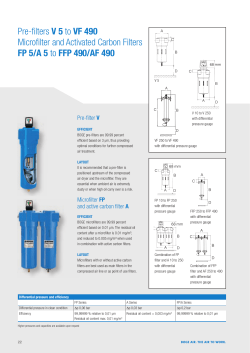 Pre-filters V 5 to VF 490 Microfilter and Activated Carbon Filters FP 5