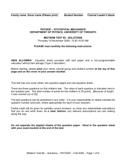 Midterm #2 Solutions - University of Toronto Physics