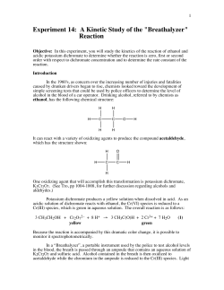 A Kinetics Study of the "Breathalyzer" Reaction