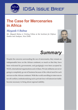 The Case for Mercenaries in Africa - Institute for Defence Studies