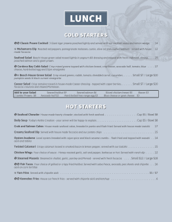 Lunch Menu - The Beach House Restaurant