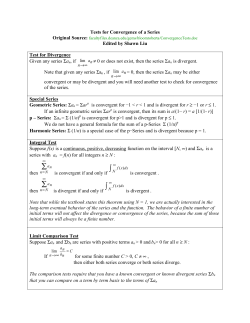 Tests for Convergence of a Series Edited by Shawn Liu Test for