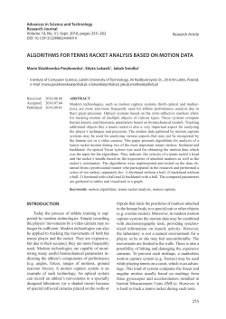ALGORITHMS FOR TENNIS RACKET ANALYSIS BASED ON