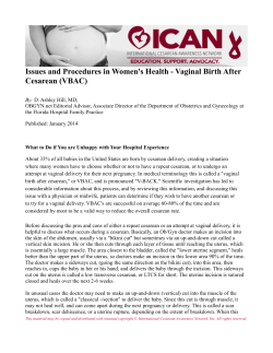 Issues Surrounding VBAC - International Cesarean Awareness
