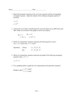Name: Date: ______ 1. Match the parametric equations to the curve