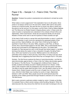 Paper 2 SL &ndash; Sample 1.2 &ndash; Fiela`s Child, The Kite Runner