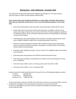 Missing Drive - Province of British Columbia