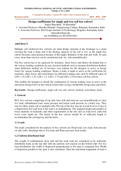 Design coefficients for single and two cell box culvert