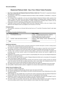 MasterCard Platinum Debit &ndash; Buy 1 Free 1 Movie Tickets Promotion