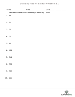 Divisibility rules for 3 and 9: Worksheet 3.1