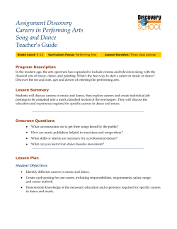 Assignment Discovery Careers in Performing Arts Song and Dance