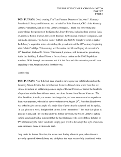 THE PRESIDENCY OF RICHARD M. NIXON 12.04.2007 PAGE 1 TOM PUTNAM