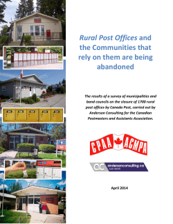 Rural Post Offices and the Communities that rely on - cpaa