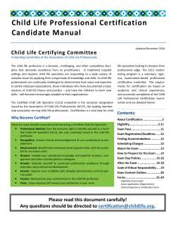 Child Life Professional Certification Candidate Manual