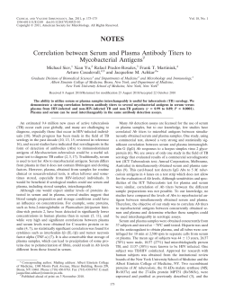 Correlation between Serum and Plasma Antibody Titers to