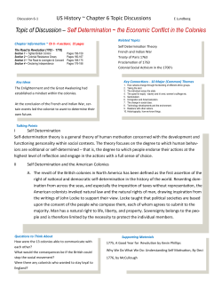 Self Determination ~ the Economic Conflict in the Colonies