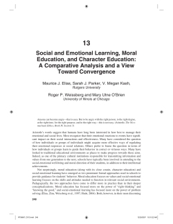 Social and Emotional Learning, Moral Education, and Character