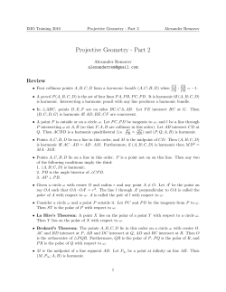 Projective Geometry Continued