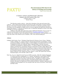A Guide to Archives and Manuscripts relating to the Girl