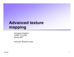 Lecture 12 - Advanced texture mapping