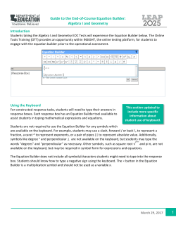 Guide to the EOC Equation Builder Algebra I and Geometry