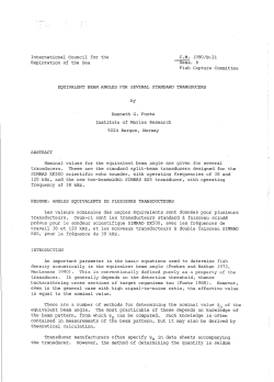 Equivalent beam angles for sevral standard transducers