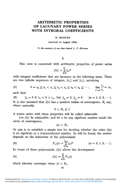 Arithmetic properties of lacunary power series with integral coefficients