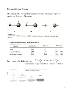 Equipartition of Energy The energy of a molecule is equally divided