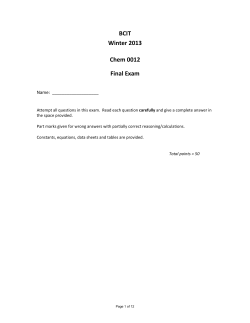 BCIT Winter 2013 Chem 0012 Final Exam