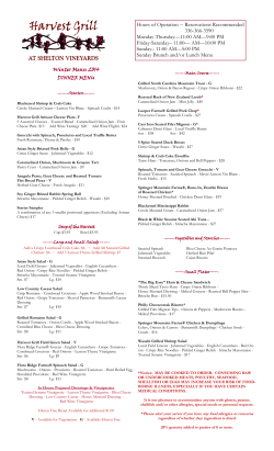 Hours of Operation ~ Reservations Recommended 336-366