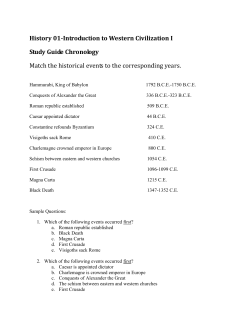 History 01-Introduction to Western Civilization I Study Guide