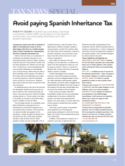 TAX NEWS SPECIAL - Spanish Inheritance Tax Planning