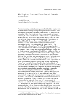 The Perplexed Persona of Frantz Fanon`s Peau