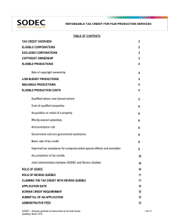 2.6.1 Introduction of a refundable tax credit for film or television