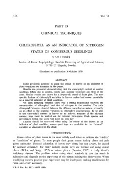 part d chemical techniques chlorophyll as an indicator of