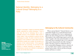 National Identity: Belonging to a Cultural Group? Belonging to a Polity