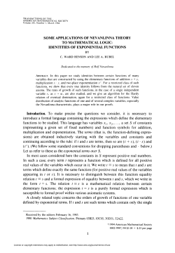 SOME APPLICATIONS OF NEV ANLINNA THEORY TO