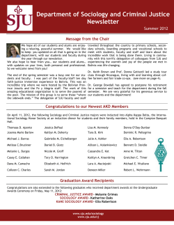 Department of Sociology and Criminal Justice Newsletter