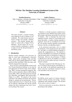 The Machine Learning Entailment System of the University of Alicante