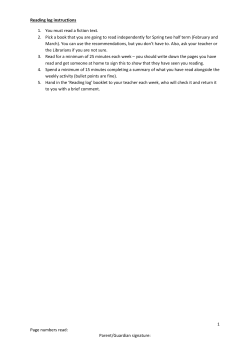 1 Page numbers read: Parent/Guardian signature: Reading log