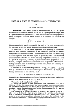 NOTE ON A CLASS OF POLYNOMIALS OF APPROXIMATION* f|/(x)