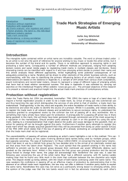 Trade Mark Strategies of Emerging Music Artists