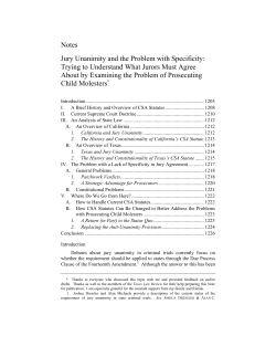 Notes Jury Unanimity and the Problem with Specificity