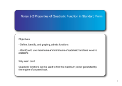 Notes 22 Properties of Quadratic Function in Standard Form