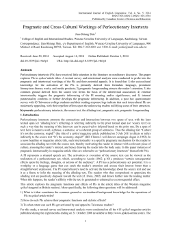 Pragmatic and Cross-Cultural Workings of Perlocutionary Intertexts