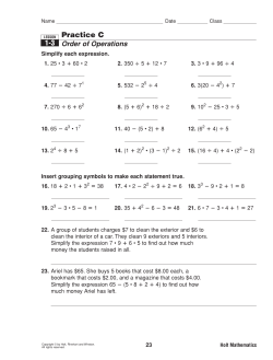 Order of Operations (Chapter 1, Section 3)